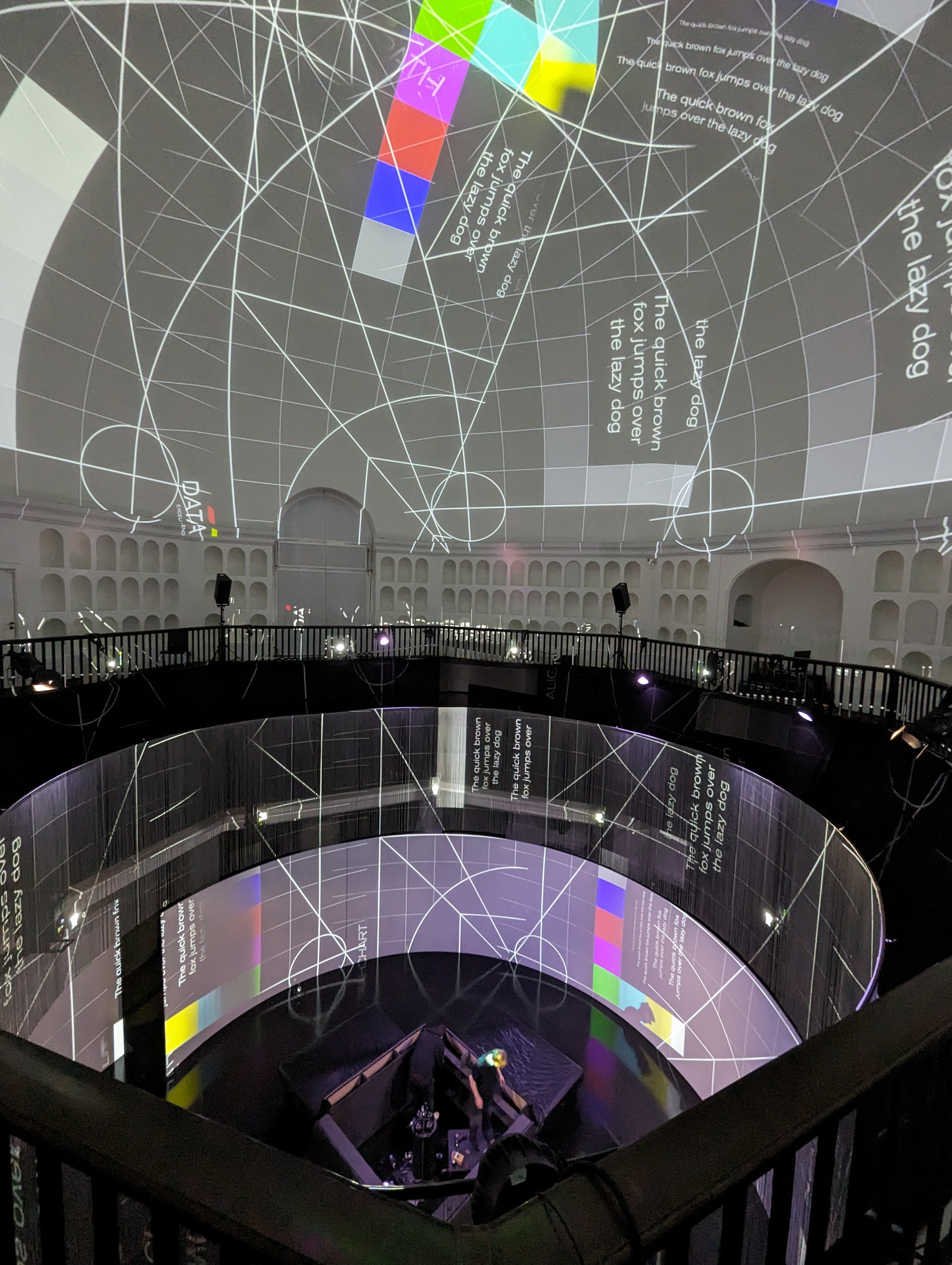 Screenberry-driven projection calibration for two circular panoramas and a fulldome screen at 'Oceanic Refractions' immersive experience during CTM x transmediale festival 2024